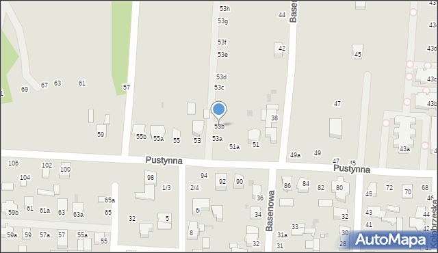 Łódź, Pustynna, 53b, mapa Łodzi