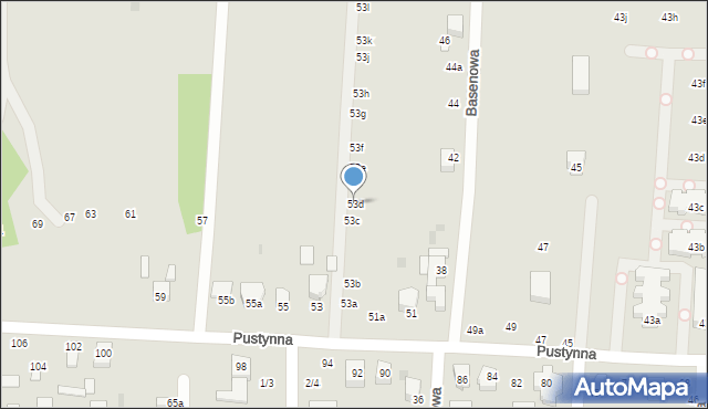 Łódź, Pustynna, 53d, mapa Łodzi