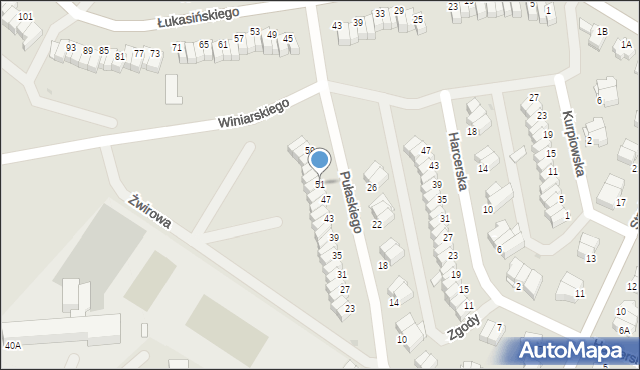 Łomża, Pułaskiego Kazimierza, gen., 51, mapa Łomży