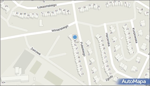 Łomża, Pułaskiego Kazimierza, gen., 53, mapa Łomży