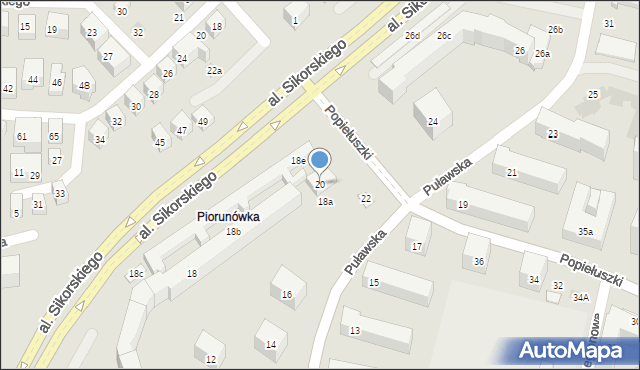 Lublin, Puławska, 20, mapa Lublina