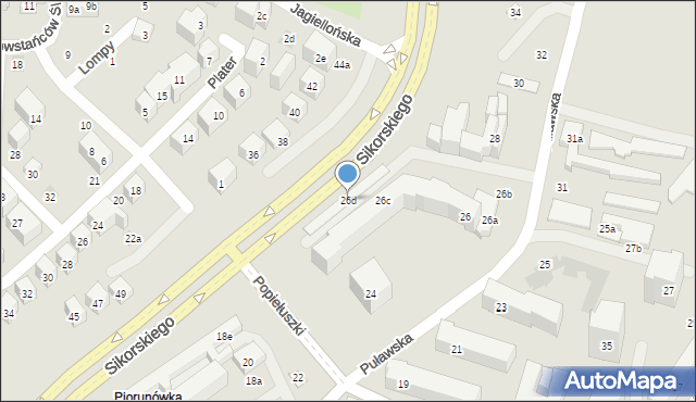 Lublin, Puławska, 26d, mapa Lublina