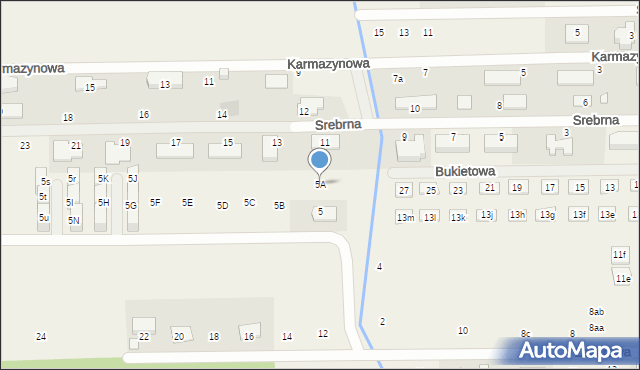 Marysin, Purpurowa, 5A, mapa Marysin