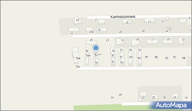 Marysin, Purpurowa, 5x, mapa Marysin