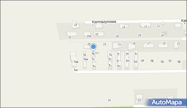 Marysin, Purpurowa, 5y, mapa Marysin