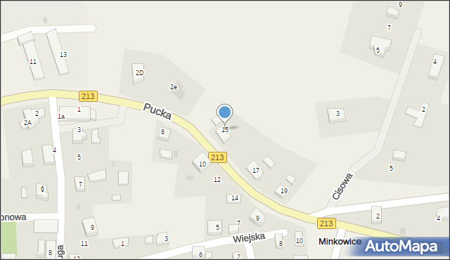 Minkowice, Pucka, 15, mapa Minkowice