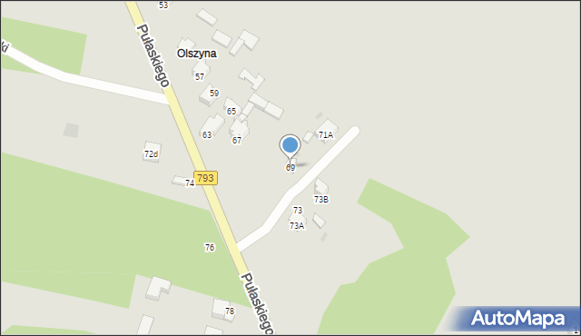 Myszków, Pułaskiego, 69, mapa Myszków
