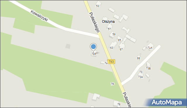 Myszków, Pułaskiego, 72d, mapa Myszków