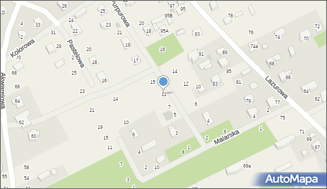 Odrano-Wola, Purpurowa, 11, mapa Odrano-Wola