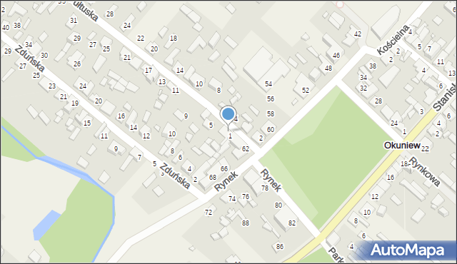 Okuniew, Pułtuska, 3, mapa Okuniew