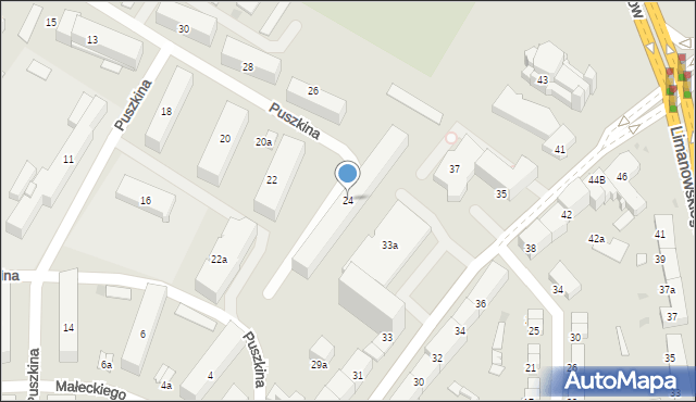 Olsztyn, Puszkina Aleksandra, 24, mapa Olsztyna