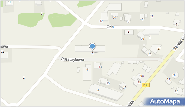 Osielsko, Puszczykowa, 6, mapa Osielsko