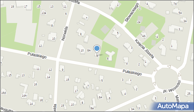 Piaseczno, Pułaskiego, 8, mapa Piaseczno