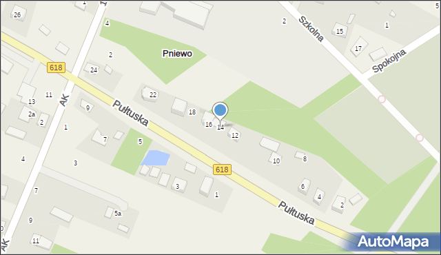 Pniewo, Pułtuska, 14, mapa Pniewo