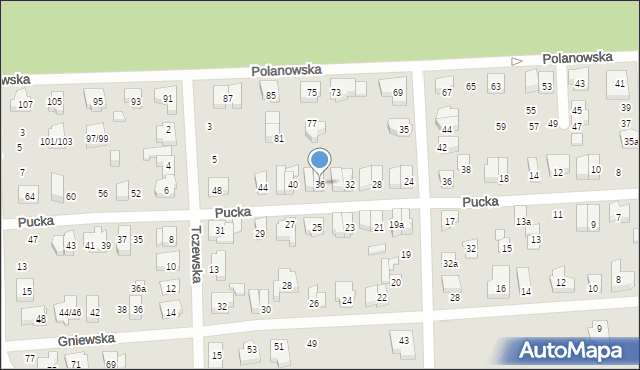 Poznań, Pucka, 36, mapa Poznania