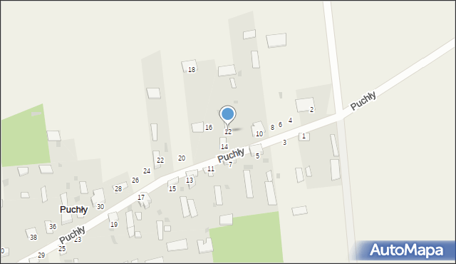 Puchły, Puchły, 12, mapa Puchły
