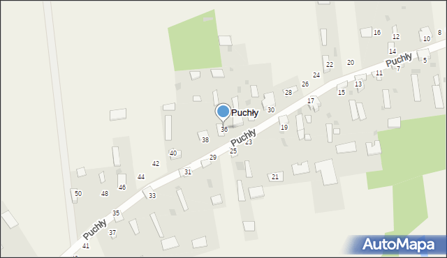 Puchły, Puchły, 36, mapa Puchły