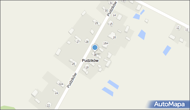 Pudzików, Pudzików, 18, mapa Pudzików