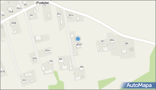 Pustków, Pustków, 387A, mapa Pustków