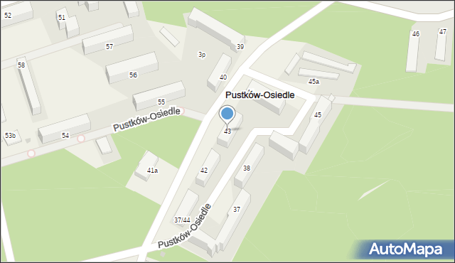 Pustków-Osiedle, Pustków-Osiedle, 43, mapa Pustków-Osiedle