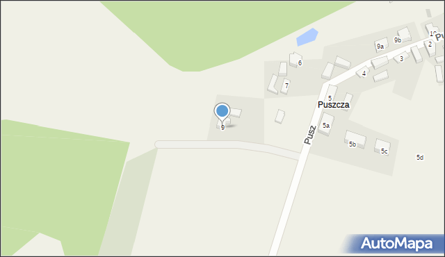 Puszcza, Puszcza, 9, mapa Puszcza