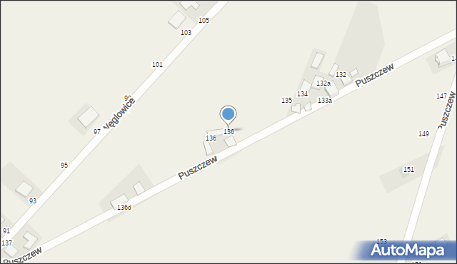 Puszczew, Puszczew, 136, mapa Puszczew