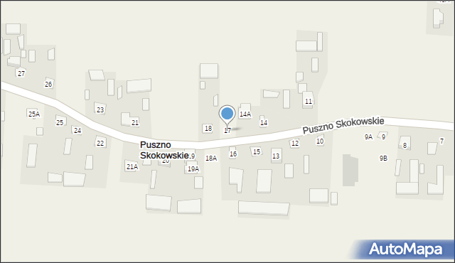 Puszno Skokowskie, Puszno Skokowskie, 17, mapa Puszno Skokowskie