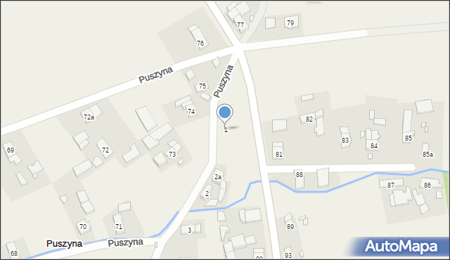 Puszyna, Puszyna, 1, mapa Puszyna