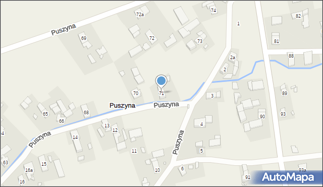 Puszyna, Puszyna, 71, mapa Puszyna
