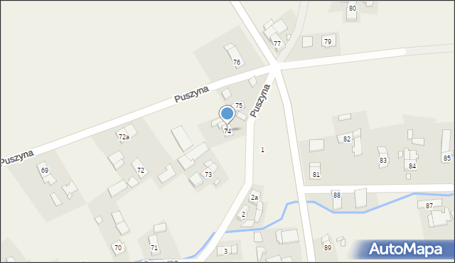 Puszyna, Puszyna, 74, mapa Puszyna