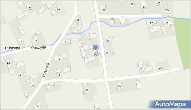 Puszyna, Puszyna, 90, mapa Puszyna