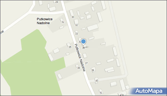 Putkowice Nadolne, Putkowice Nadolne, 36, mapa Putkowice Nadolne