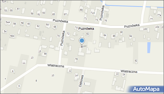 Puznówka, Puznówka, 80, mapa Puznówka