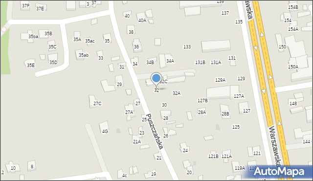 Radom, Puszczańska, 32, mapa Radomia