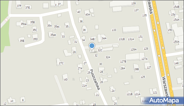 Radom, Puszczańska, 32B, mapa Radomia
