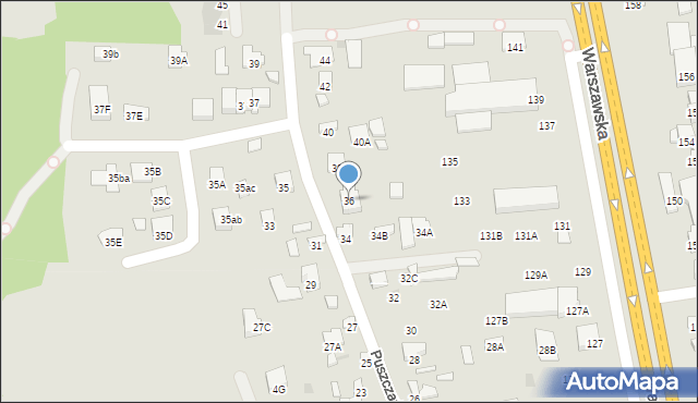 Radom, Puszczańska, 36, mapa Radomia