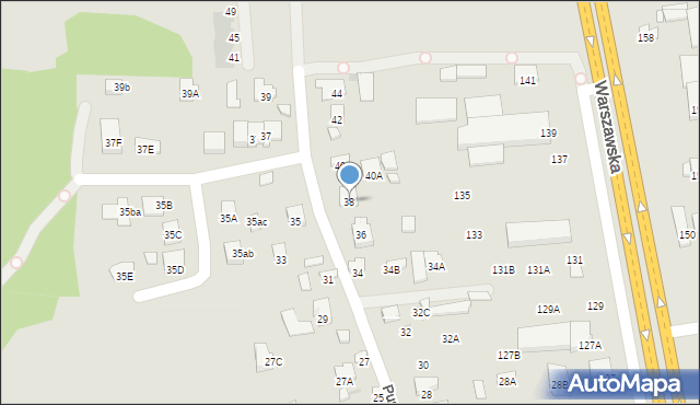 Radom, Puszczańska, 38, mapa Radomia