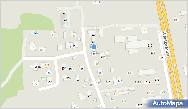 Radom, Puszczańska, 40, mapa Radomia