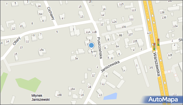 Radom, Puszczańska, 5, mapa Radomia