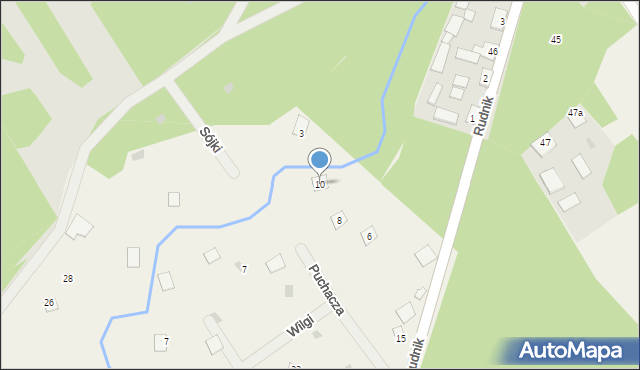 Rudnik, Puchacza, 10, mapa Rudnik