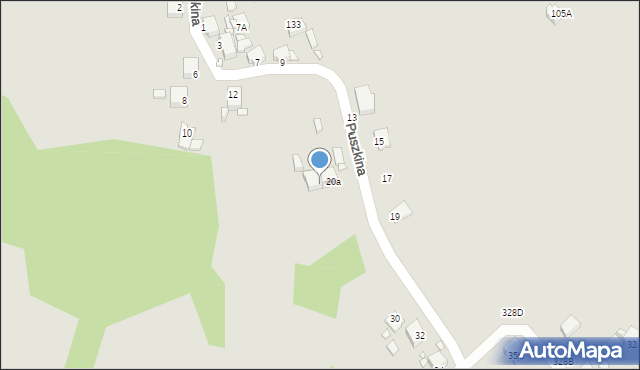 Rybnik, Puszkina Aleksandra, 20b, mapa Rybnika