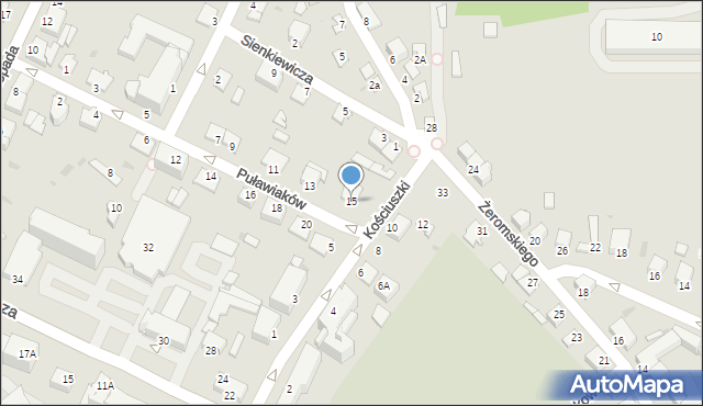 Sandomierz, Puławiaków, 15, mapa Sandomierza