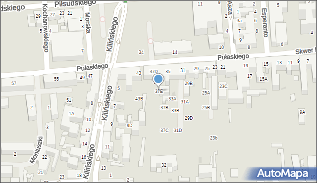 Siedlce, Pułaskiego Kazimierza, gen., 37E, mapa Siedlce