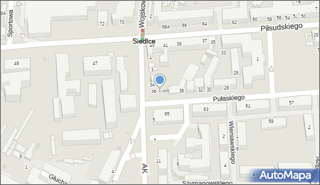 Siedlce, Pułaskiego Kazimierza, gen., 44, mapa Siedlce