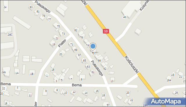 Sierpc, Pułaskiego Kazimierza, gen., 70, mapa Sierpc