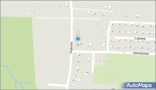 Skoczów, Puścina, 20, mapa Skoczów