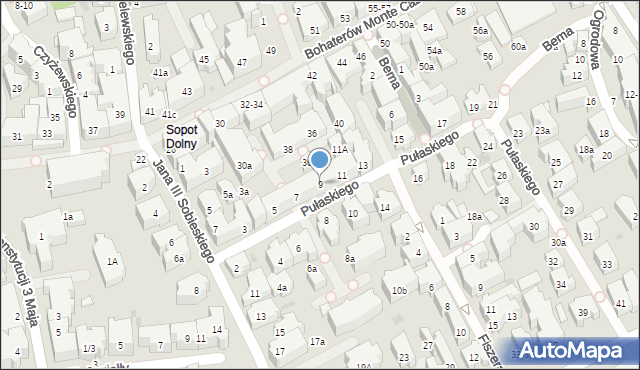 Sopot, Pułaskiego Kazimierza, gen., 9, mapa Sopotu