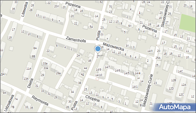 Sosnowiec, Pusta, 17, mapa Sosnowca