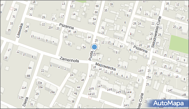 Sosnowiec, Pusta, 21, mapa Sosnowca