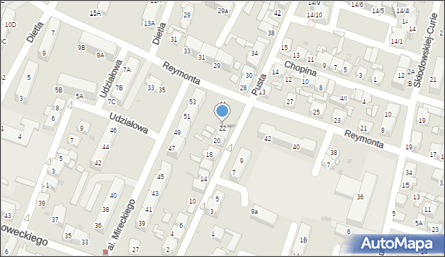 Sosnowiec, Pusta, 22, mapa Sosnowca